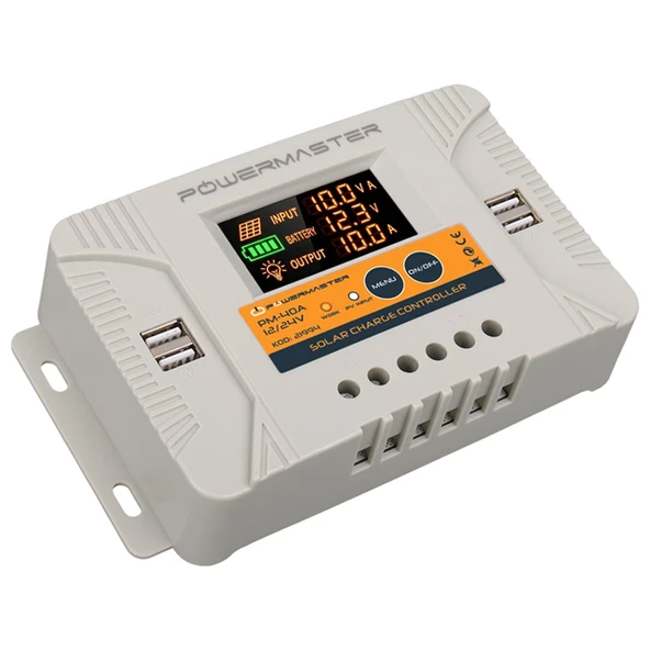 Powermaster PM-40A 12V-24V 40 Amper 4 USB Çıkışlı Dijital Ekranlı Solar Şarj Regülatörü ürün görseli 1