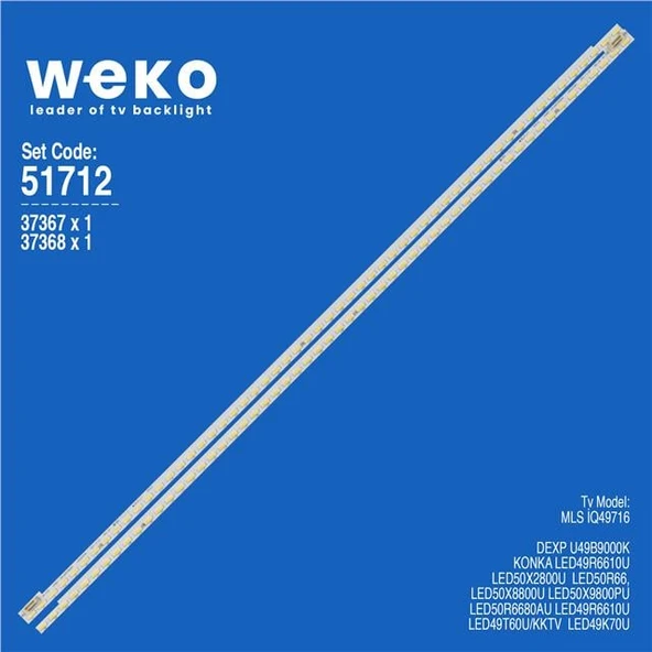 MLS İQ49716 49'' 2 Adet Tv Led Bar (Tvnizi açıp içindeki led barla birebir aynısı olduğunu görmeden almayınız. Sonrasında iade ALMAMAKTAYIZ.) ürün görseli 1