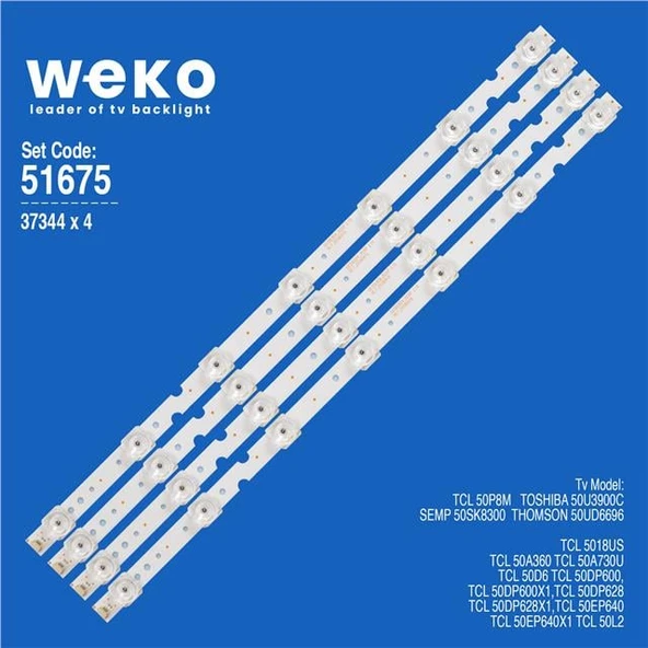 Wkset-6675 37344X4 Gıc50lb24_3030F2.1D  4 Adet Led Bar (Tvnizi açıp içindeki led barla birebir aynısı olduğunu görmeden almayınız. Sonrasında iade ALMAMAKTAYIZ.) ürün görseli 1