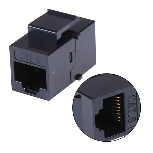 Powermaster PM-25454 RJ45 Cat6 Dişi/Dişi 8P-8C Ara Kaplin Coupler Adaptör Siyah ürün görseli 1