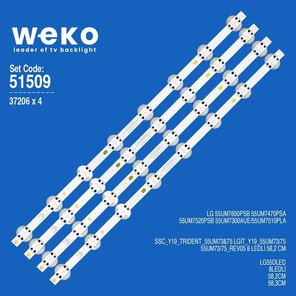 Wkset-6509 37206X4 Ssc_Y19_Trıdent_55Um73 75 Lgit_Y19_55Um73/75 4 Adet Led Bar (Tvnizi açıp içindeki led barla birebir aynısı olduğunu görmeden almayınız. Sonrasında iade ALMAMAKTAYIZ.) ürün görseli 1