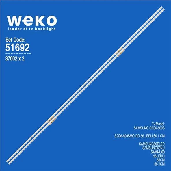 Samsung  S2Q6-600SM0-R0 İki Renk 60'' 2 Adet Tv Led Bar (56 Led) (Tvnizi açıp içindeki led barla birebir aynısı olduğunu görmeden almayınız. Sonrasında iade ALMAMAKTAYIZ.) ürün görseli 1