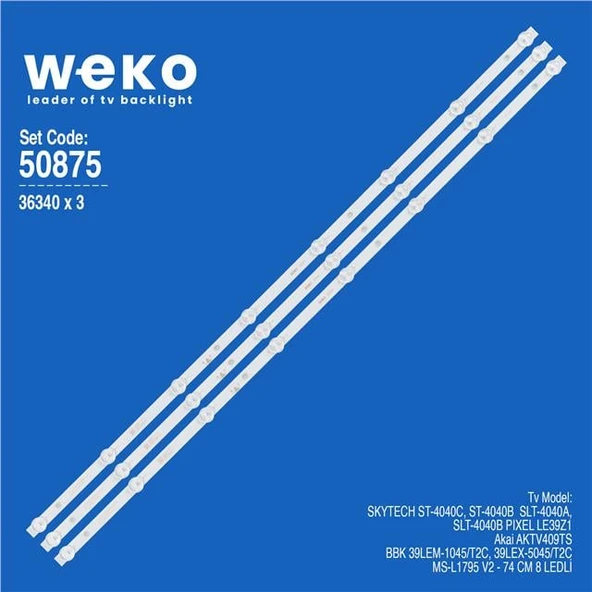 Wkset-5875 36340X3 Ms-L1795 V2 3 Adet Led Bar (Tvnizi açıp içindeki led barla birebir aynısı olduğunu görmeden almayınız. Sonrasında iade ALMAMAKTAYIZ.) ürün görseli 1