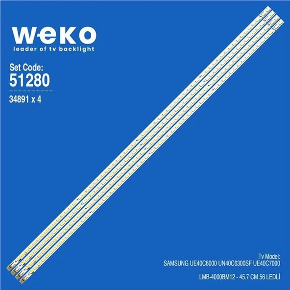 Samsung UN40C6300SF 40'' 4 Adet Tv Led Bar (Tvnizi açıp içindeki led barla birebir aynısı olduğunu görmeden almayınız. Sonrasında iade ALMAMAKTAYIZ.) ürün görseli 1