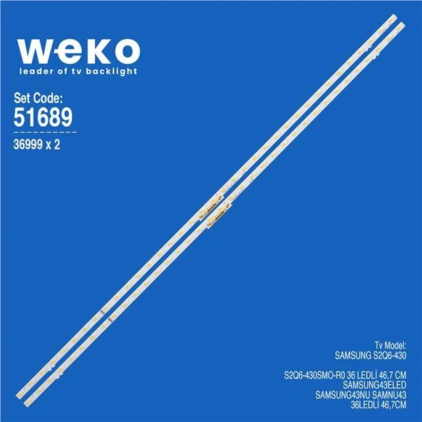 Samsung S2Q6-430SM0-R0 İki Renk 43'' 2 Adet Tv Led Bar (36 Led) (Tvnizi açıp içindeki led barla birebir aynısı olduğunu görmeden almayınız. Sonrasında iade ALMAMAKTAYIZ.) ürün görseli 1
