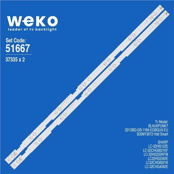 Sharp LC-32HI5232KFW 32'' 2 Adet Tv Led Bar (Tvnizi açıp içindeki led barla birebir aynısı olduğunu görmeden almayınız. Sonrasında iade ALMAMAKTAYIZ.) ürün görseli 1