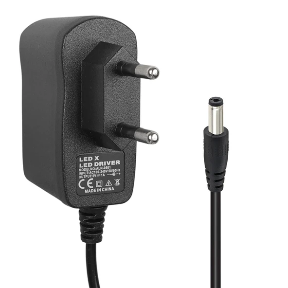 Powermaster PM-5737 5 Volt - 1 Amper 3.5*1.35 Mm Uçlu Plastik Kasa Priz Tipi Adaptör ürün görseli 1