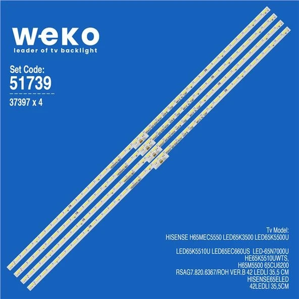 Hisense LED65K5500U 65'' 4 Adet Tv Led Bar (Tvnizi açıp içindeki led barla birebir aynısı olduğunu görmeden almayınız. Sonrasında iade ALMAMAKTAYIZ.) ürün görseli 1
