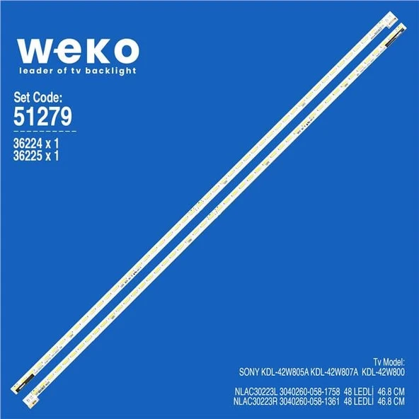Sony KDL-42W807A 42'' 2 Adet Tv Led Bar (Tvnizi açıp içindeki led barla birebir aynısı olduğunu görmeden almayınız. Sonrasında iade ALMAMAKTAYIZ.) ürün görseli 1