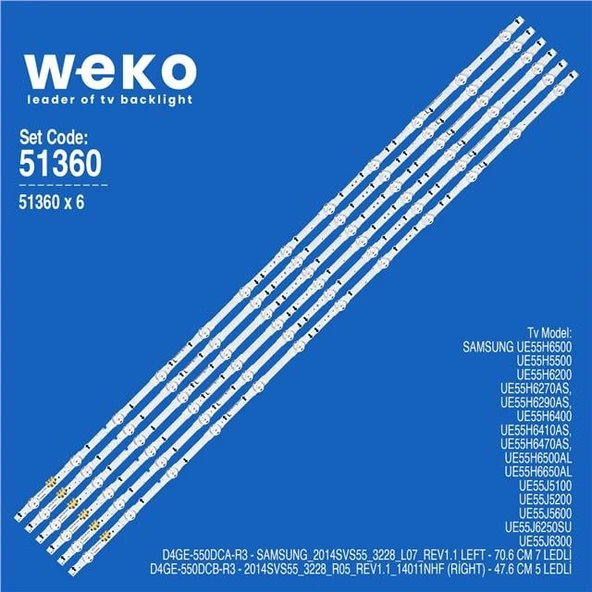 Samsung UE55H5500 55'' 6 Adet Tv Led Bar (Tvnizi açıp içindeki led barla birebir aynısı olduğunu görmeden almayınız. Sonrasında iade ALMAMAKTAYIZ.) ürün görseli 1