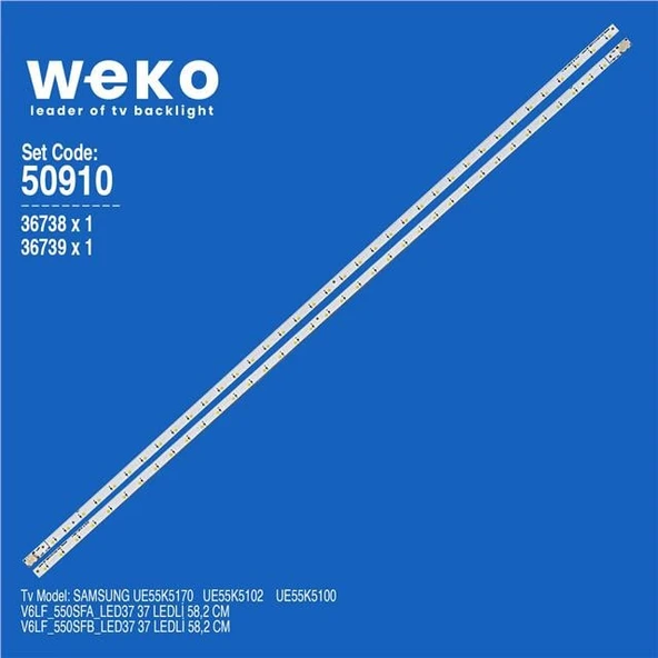 Samsung UE55K5102 55'' İnç 2 Adet Tv Led Bar (Tvnizi açıp içindeki led barla birebir aynısı olduğunu görmeden almayınız. Sonrasında iade ALMAMAKTAYIZ.) ürün görseli 1