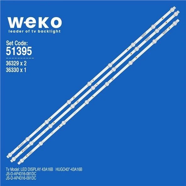 Senko LY430-DH01W  43'' 3 Adet Tv Led Bar (Tvnizi açıp içindeki led barla birebir aynısı olduğunu görmeden almayınız. Sonrasında iade ALMAMAKTAYIZ.) ürün görseli 1