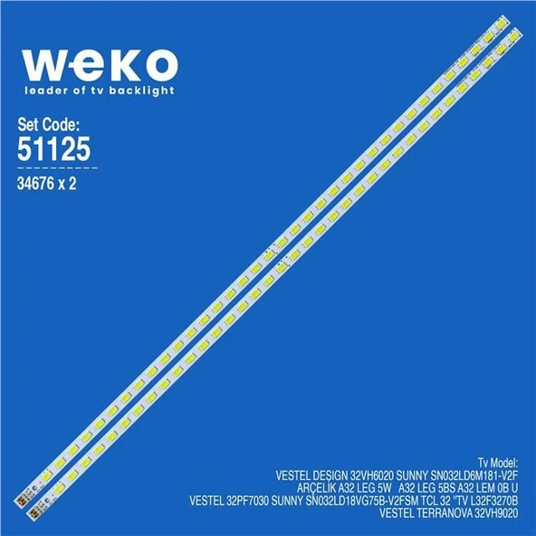 Vestel 32PF7030 32'' 2 Adet Tv Led Bar (Tvnizi açıp içindeki led barla birebir aynısı olduğunu görmeden almayınız. Sonrasında iade ALMAMAKTAYIZ.) ürün görseli 1