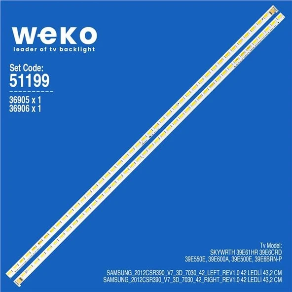 Skyworth 39E6BRN-P 39'' 2 Adet Tv Led Bar (Tvnizi açıp içindeki led barla birebir aynısı olduğunu görmeden almayınız. Sonrasında iade ALMAMAKTAYIZ.) ürün görseli 1