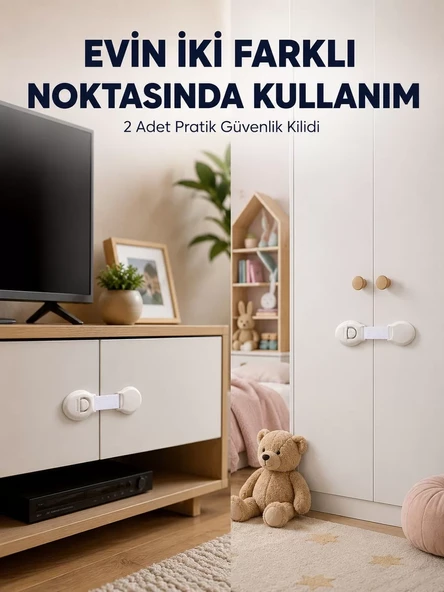 2'li Çocuk Güvenlik Kilidi Ev İçi Koruma Seti ürün görseli 1