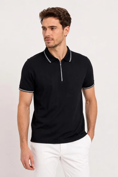 Troy Slim Fit Erkek Polo Yaka Kısa Kol Tişört  7747 ürün görseli 1