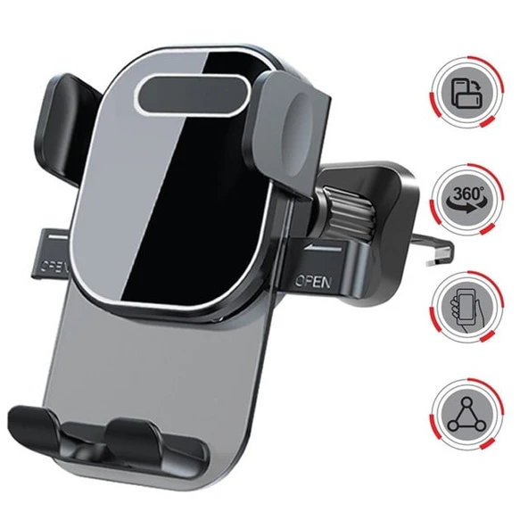 Powerway TT49 Araç İçi Petek Klima İçin Kıskaçlı Destekli Telefon Tutucu ürün görseli 1