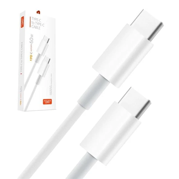 Powerway PD60 TYPE-C TO TYPE-C 60W 1 Metre Hızlı Şarj Ve Data Kablosu ürün görseli 1
