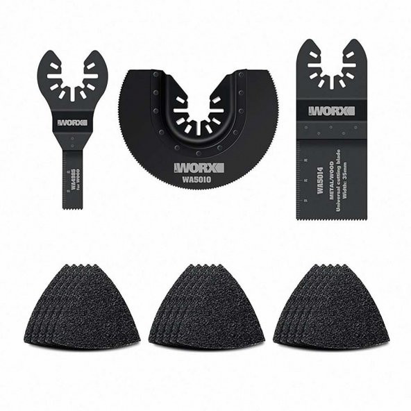 WORX WA5099 18 Parça Universal Metal, Ahşap Kesme ve Zımpara Kâğıdı Aksesuar Seti ürün görseli 1