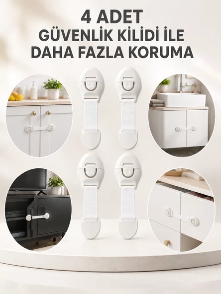 4'lü Esnek Kayışlı Çocuk Güvenlik Kilidi Pratik ve Güvenli Kullanım ürün görseli 1
