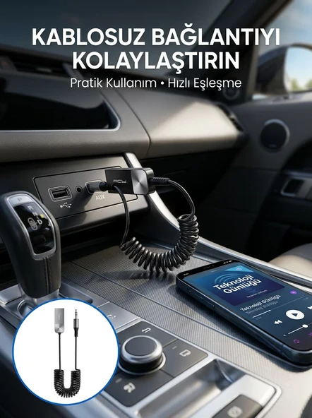 USB Bluetooth AUX Ses Adaptörü Kablosuz Müzik Aktarım Cihazı ürün görseli 1