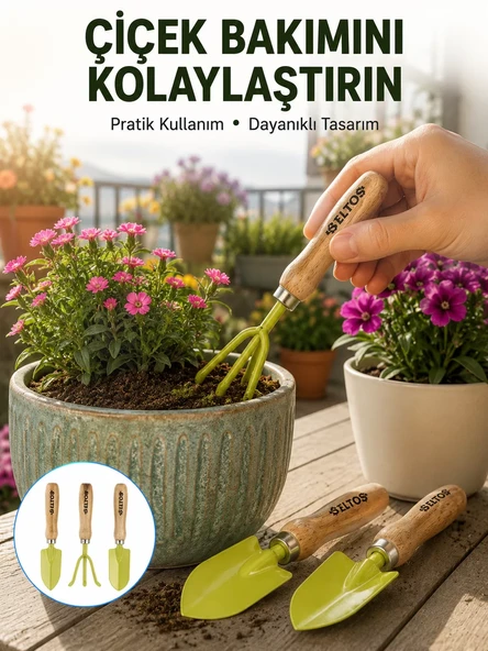 Bahçe ve Saksı Bakımı İçin Dayanıklı Mini El Aleti Seti ürün görseli 1
