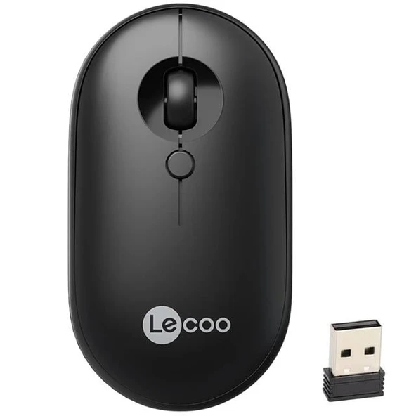 Lenovo Lecoo WS212 1600 DPI 4 Tuşlu Kablosuz Siyah Optik Mouse ürün görseli 1