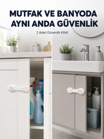 2'li Dolap ve Çekmece Güvenlik Kilidi Seti ürün görseli 1