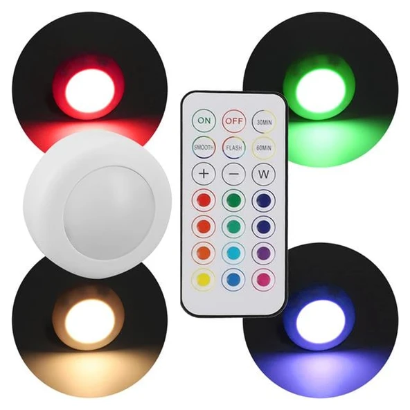 Powermaster PM-27186 Led Mobilya Merdiven Pilli Aydınlatma 3M Yapışkanlı Kumandalı RGB + 4000K (8'Li Paket) ürün görseli 1