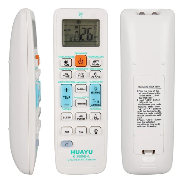 Huayu K-1089E+L Üniversal Akıllı Klima Kumandası LED Işıklı Ve Geniş Uyumluluk ürün görseli 1