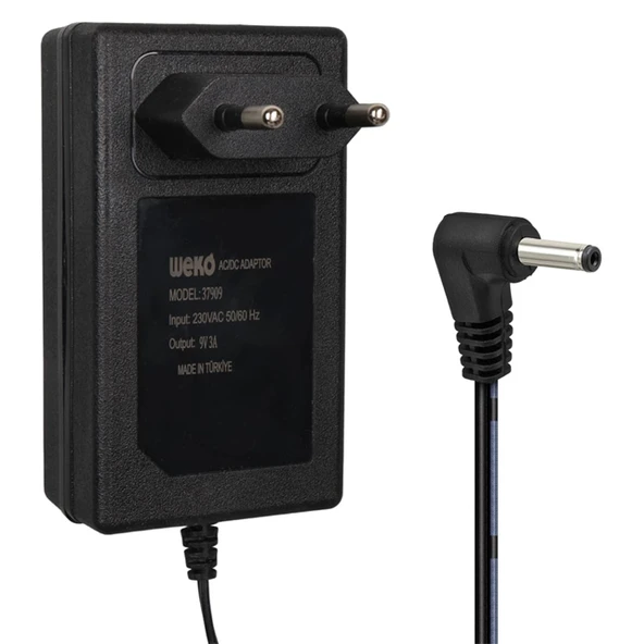 Weko WK-37909 9 Volt - 3 Amper 3.5*1.35 Mm Uçlu Yerli Üretim Priz Tipi Adaptör ürün görseli 1