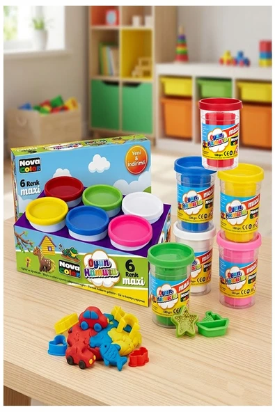 Oyun Hamuru 6 Renk 780gr 1 Paket Nova Color 6 lı Oyun Hamuru Kurumaya Karşı Dirençli Okul Öncesi Kreş Yumuşak Dokulu ürün görseli 1