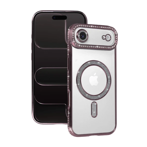 İphone 17 Air Joke Simli Magneticsafe Kılıf - Pembe ürün görseli 1