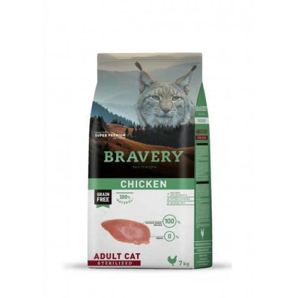 Bravery Tahılsız Tavuklu Kısırlaştırılmış Yetişkin Kedi Maması 7 Kg ürün görseli 1