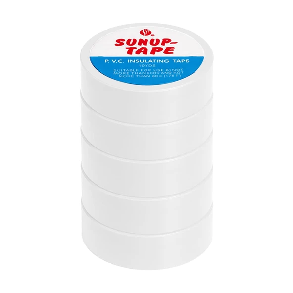 Sunup SN-27924 Beyaz 0.13X18mm İzole PVC Elektrik Yalıtım Bant (5'Li Paket) ürün görseli 1