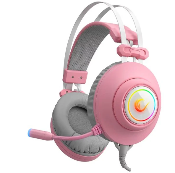 Rampage Pulsar RM-K1 Pembe RGB 7.1 USB Kablolu Kulak Üstü Oyuncu Kulaklığı ürün görseli 1