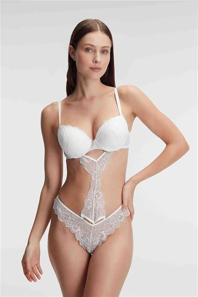 Destekli Balenli Kaplı Dantel Detaylı Sütyen Slip İç Çamaşırı Takımı ürün görseli 1