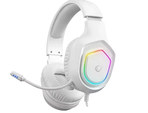 Rampage Vector RM-K90 Beyaz RGB Type-C Kablolu Kulak Üstü Oyuncu Kulaklığı ürün görseli 1