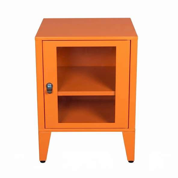 Alfafonet Ziglat Serisi Kilitli Metal Home Office Dolabı Cam Kapaklı Turuncu 450x600x450 mm ürün görseli 1