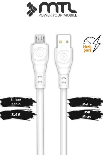 3.4A USB to Micro Ultra Hızlı Extra Yumuşak Dayanıklı Şarj ve Data Kablosu MT2471 ürün görseli 1