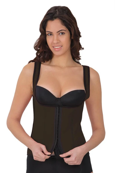 Kahverengi MI 9173 Terletici Agraflı Göğsü Açık Atlet Korse ürün görseli 1