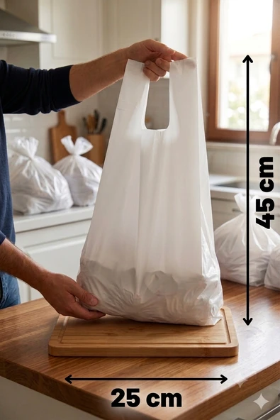 25x45 cm Beyaz Atlet Poşet - Küçük Boy Sızdırmaz Taşıma Poşeti (1 Kg) ürün görseli 1