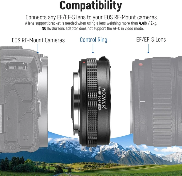 Neewer EF-EOSR Canon EF - RF AF Lens Adaptörü - Resim 4