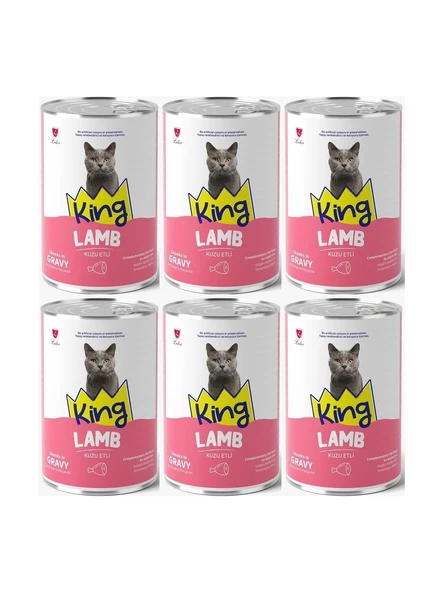 King Et Parçacıklı Kuzu Etli Yetişkin Kedi Konserve 400 Gr 6 Adet ürün görseli 1