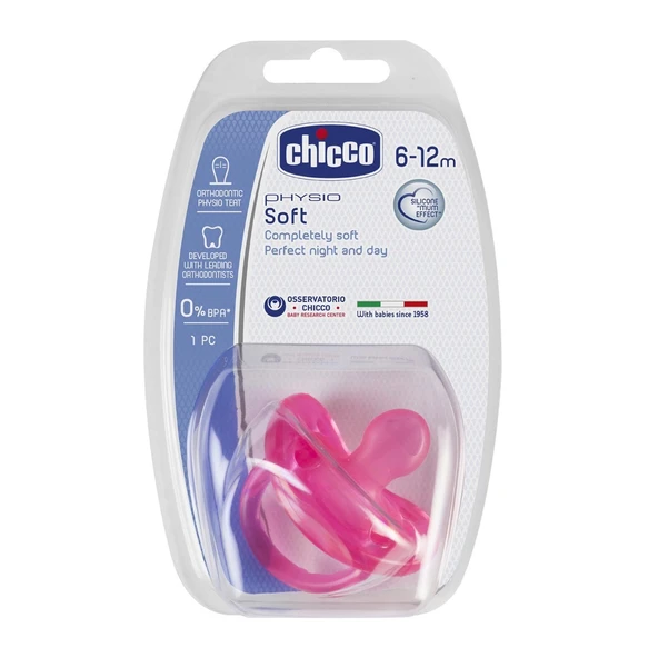 Chicco Physio Soft Silikon Emzik 12 Ay Pembe ürün görseli 1