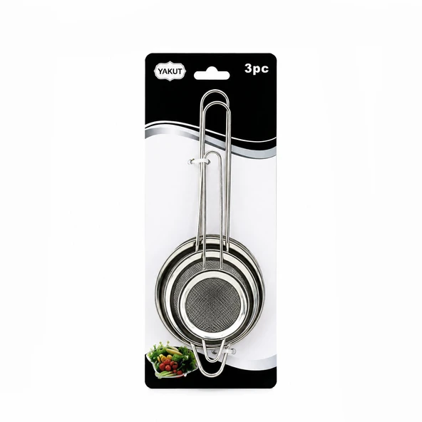 3PCS SET MİNİ= 5-7-8CM TEL SÜZGEÇ METAL ÇERÇECE METAL SAP=8.5-10.5-10.5CM (5224) ürün görseli 1