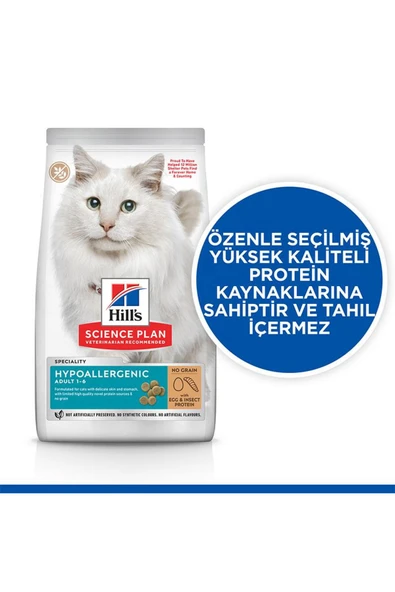 HİLLS HYPOALLERGENİC YUMURTA VE LARVALI KEDİ MAMASI 1,5KG ürün görseli 1