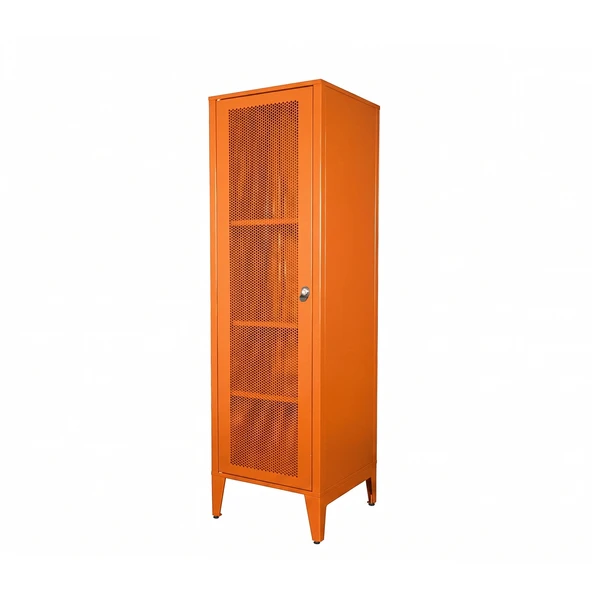 Alfafonet Ziglat Serisi Kilitli Metal Home Office Dolabı %70 Perfore Kapaklı Turuncu 450x1500x450 mm ürün görseli 1