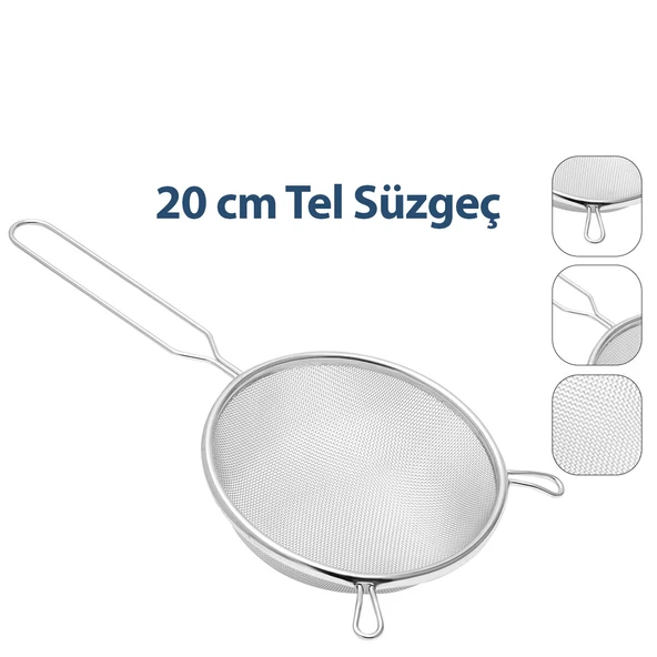 20CM TEL SÜZGEÇ METAL SAPLI KULAKLI (5224) ürün görseli 1