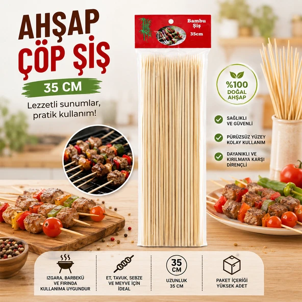 AHŞAP ÇÖP ŞİŞ 35CM 46PCS (5224) ürün görseli 1